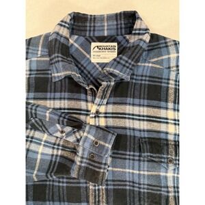 Mountain Khakis Shirt Mens XXL Plaid Blue Black Button Down Flannel OutdoorEUC